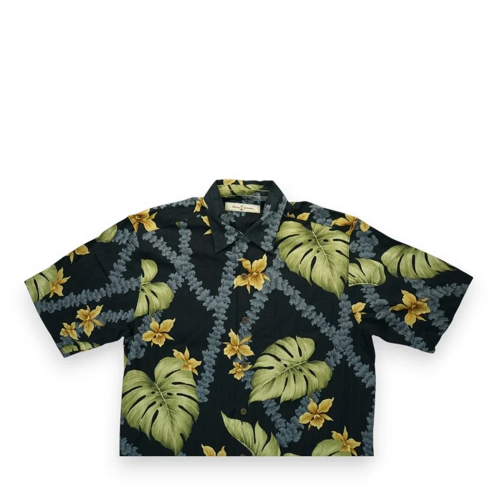 Tommy Bahama Hawaiian Mens Shirt Small Silk Floral Camp Lounge Short Sleeve  EUC